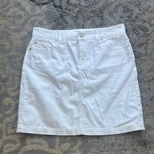 L.L. Bean Denim Pencil Skirt White Petite 12
